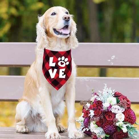 STMK 2 Pack Valentines Dog Bandanas, Dog Valentines Bandana for Dogs Pets (Red, Free Kisses & Be My Valentine) in Saudi Arabia