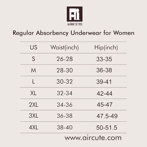 ملابس داخلية ماصة لسلس البول من AIRCUTE للنساء، سراويل داخلية من الدانتيل لحماية تسرب المثانة 25 مل (2X-Large) in Kuwait