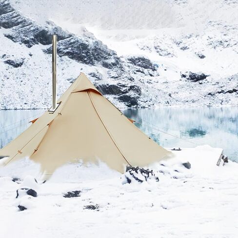 KingCamp Hot Tent with Stove Jack, 4 Season Cotton Tipi Tent for Camping, Lightweight Portable with Carry Bag, Foldable Snow Skirt, Set-up Rainfly, Glamping Hiking Backpacking, Windproof, Rainproof in Saudi Arabia