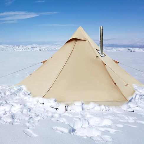 KingCamp Hot Tent with Stove Jack, 4 Season Cotton Tipi Tent for Camping, Lightweight Portable with Carry Bag, Foldable Snow Skirt, Set-up Rainfly, Glamping Hiking Backpacking, Windproof, Rainproof in Saudi Arabia