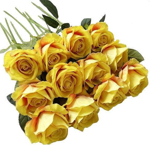 UKELER 12 Pcs Artificial Silk Flowers Faux Roses with Long Stems Blossom Artificial Rose Flowers for Bridal Wedding Floral Bouquets Home Office Decor in Saudi Arabia