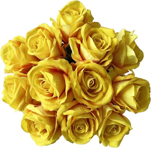 UKELER 12 Pcs Artificial Silk Flowers Faux Roses with Long Stems Blossom Artificial Rose Flowers for Bridal Wedding Floral Bouquets Home Office Decor in Saudi Arabia
