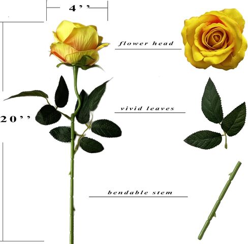 UKELER 12 Pcs Artificial Silk Flowers Faux Roses with Long Stems Blossom Artificial Rose Flowers for Bridal Wedding Floral Bouquets Home Office Decor in Saudi Arabia