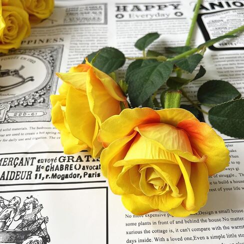 UKELER 12 Pcs Artificial Silk Flowers Faux Roses with Long Stems Blossom Artificial Rose Flowers for Bridal Wedding Floral Bouquets Home Office Decor in Saudi Arabia