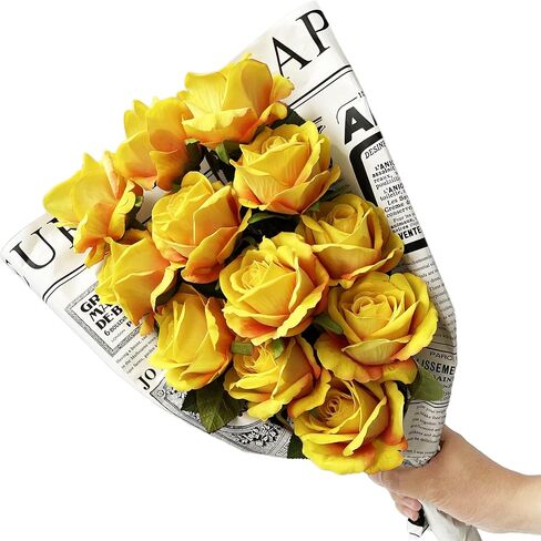 UKELER 12 Pcs Artificial Silk Flowers Faux Roses with Long Stems Blossom Artificial Rose Flowers for Bridal Wedding Floral Bouquets Home Office Decor in Saudi Arabia