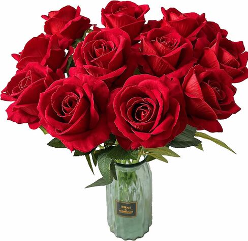 UKELER 12 Pcs Artificial Silk Flowers Faux Roses with Long Stems Blossom Artificial Rose Flowers for Bridal Wedding Floral Bouquets Home Office Decor in Saudi Arabia