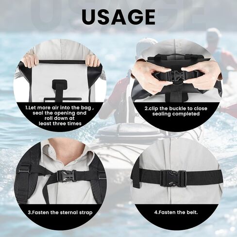 حقيبة ظهر جافة مقاومة للماء سعة 30 لتر من Omnpak، حقيبة ظهر مقاومة للماء تحافظ على جفاف المعدات، حقيبة جافة عائمة للتجديف بالكاياك، الشاطئ، التجديف، القوارب، المشي لمسافات طويلة، بناء PVC in Kuwait