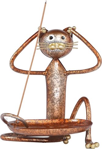 Handcrafted Iron Cat Incense Holder Burner for Meditation, Yoga, Spa, Practical Ash Catcher, Home Decor (Blue Gray) in Saudi Arabia