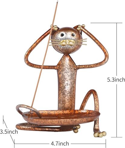 Handcrafted Iron Cat Incense Holder Burner for Meditation, Yoga, Spa, Practical Ash Catcher, Home Decor (Blue Gray) in Saudi Arabia