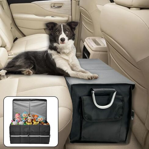 Fhiny Dog Backseat Extender with Storage, 13.4'' x 12'' Collapsible Back Seat Extender for Dogs Pet Front Seat Extend for Car Puppy Car Seat Gap Filler with Pockets for Small & Medium Dogs in Kuwait