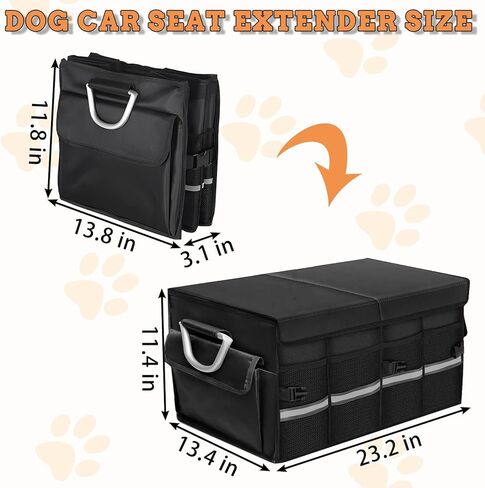 Fhiny Dog Backseat Extender with Storage, 13.4'' x 12'' Collapsible Back Seat Extender for Dogs Pet Front Seat Extend for Car Puppy Car Seat Gap Filler with Pockets for Small & Medium Dogs in Kuwait