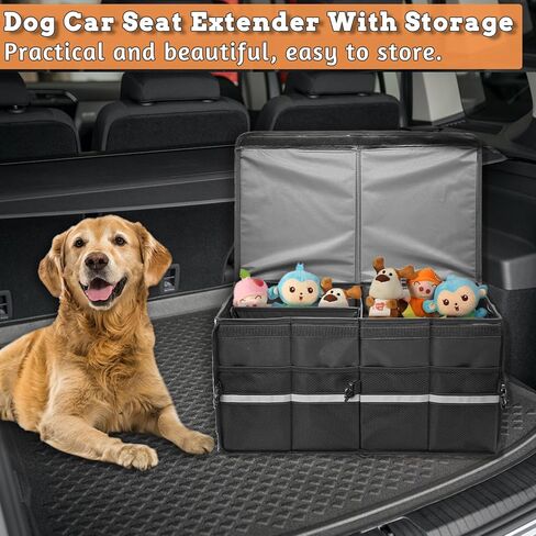 Fhiny Dog Backseat Extender with Storage, 13.4'' x 12'' Collapsible Back Seat Extender for Dogs Pet Front Seat Extend for Car Puppy Car Seat Gap Filler with Pockets for Small & Medium Dogs in Kuwait