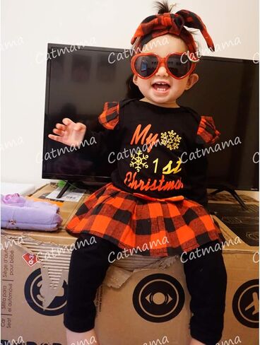 طقم ملابس عيد الميلاد الأول للفتيات من MOMMY'S NEW MAN بأكمام طويلة in Kuwait