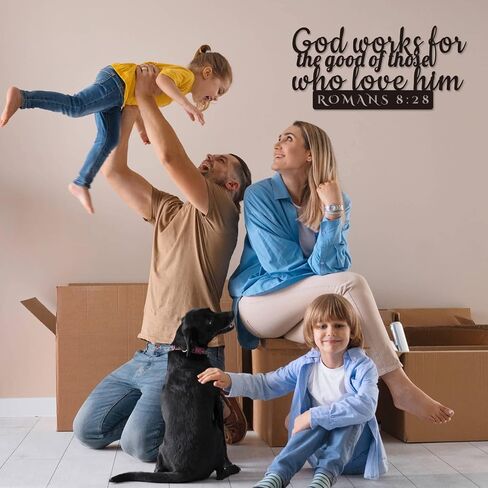 Romans 8:28 Inspirational Scripture Metal Wall Sign - 16.5"X8" Inch Steel Bible Verse Wall Art Hangings and Holy Biblical Decor (Black) in Saudi Arabia