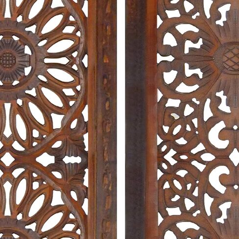 Benzara BM01889 Decorative Mango Wood Wall Panel with Cutout Flower Pattern, Brown in Saudi Arabia