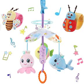 ألعاب الأطفال من YOYIKER لعبة عربة الأطفال بمشبك على مقعد السيارة للرضع، لعبة معلقة للأطفال مع خشخيشة هدية للأطفال الصغار (الحيوانات البحرية) in Kuwait