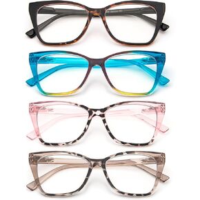 MMOWW Oversized Reading Glasses for Women Cat Eye Stylish Computer Readers Blue Light Blocking with Spring Hinge