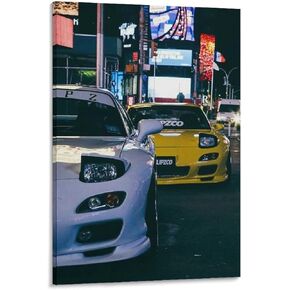 Fbroceh JDM Car Poster Yellow Rx7 Vs White Rx7 Aesthetic Canvas Art Poster and Wall Art Picture Print Modern Family Bedroom Decor Posters 12x18inch(30x45cm) in Kuwait
