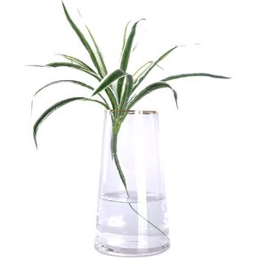 WHJY 9 inch Green Clear Glass Vase for Table Centerpieces Home Décor, Flower vase Modern Glass Bottles Decorative-Green in Kuwait