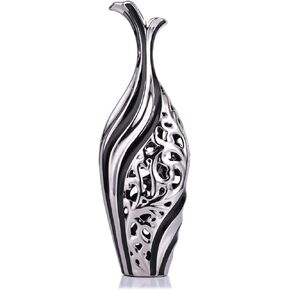 مزهرية أرضية طويلة مزخرفة طويلة، مزهرية كبيرة أرضية ذهبية سوداء، ديكور زفاف بامباس جراس مزهرية زهرة واحدة، ديكور منزلي حديث مزهرية أرضية طويلة، مثالية لغرفة المعيشة، غرفة الطعام، مدخل الفقرة سالا