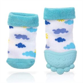 Nuby Soothing Teether Sock, Purple Butterfly, 5"