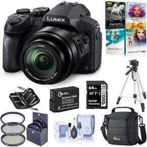 Lumix DMC-FZ300 12.1MP Digital Camera 24x Zoom - Bundle with Camera Case, 64GB U3 SDHC Card, Spare Battery, 52mm UV Filter, Tripod, Cleaning Kit, Memory Wallet, Software Package in Saudi Arabia