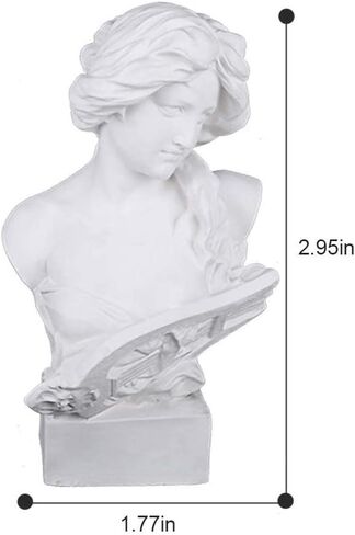 Resin Bust Statue 2.95 Inch Plaster Figurines Mini Home Decoration Sculpture White for Art Hobbyist-Artemis, Home Decoration in Saudi Arabia