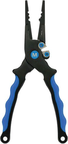 Mustad Aluminum Fishing Plier w/Sheath, Stainless Steel Jaws, Tungsten Carbide Cutter, Blue, 6.3" in Saudi Arabia