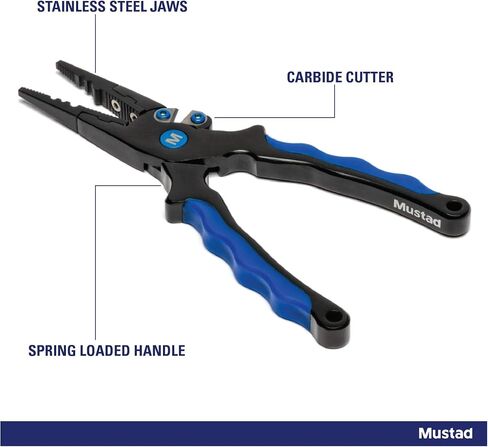 Mustad Aluminum Fishing Plier w/Sheath, Stainless Steel Jaws, Tungsten Carbide Cutter, Blue, 6.3" in Saudi Arabia
