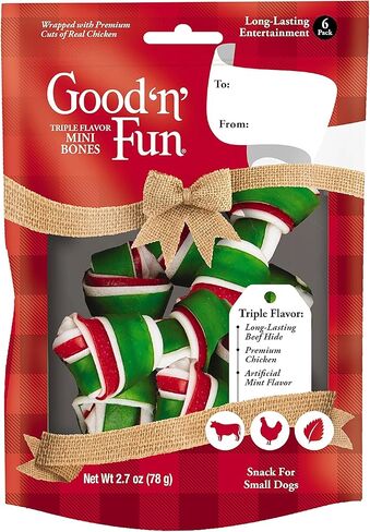Good'n'Fun Good 'n' Fun Holiday عظام الدجاج والنعناع الصغيرة 6 قيراط، 2.70 أونصة (عبوة من قطعة واحدة) in Kuwait