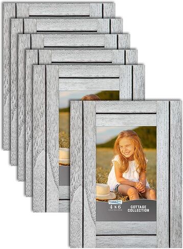 إطارات صور Icona Bay مقاس 4x6 (10x15 سم) (أبيض كريمي، 3 عبوات)، مجموعة إطارات صور ريفية، إطارات من الخشب الحقيقي الطبيعي، مجموعة كوخ in Saudi Arabia