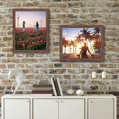 Calenzana 8x10 Picture Frames Rustic Distressed Photo Frame 8 x 10 Set, Wall Hanging and Tabletop, Glass Front, 2 Pack, Brown in Saudi Arabia