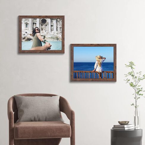 Calenzana 8x10 Picture Frames Rustic Distressed Photo Frame 8 x 10 Set, Wall Hanging and Tabletop, Glass Front, 2 Pack, Brown in Saudi Arabia
