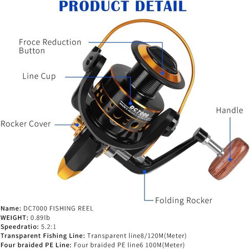 Fishing Reel, Spinning Fishing Reels Handle Parts Freshwater Double Bearing Light Smooth Casting 5.2:1Light Weight Ultra Smooth Powerful for Rock Freshwater Saltwater Fishing in Kuwait