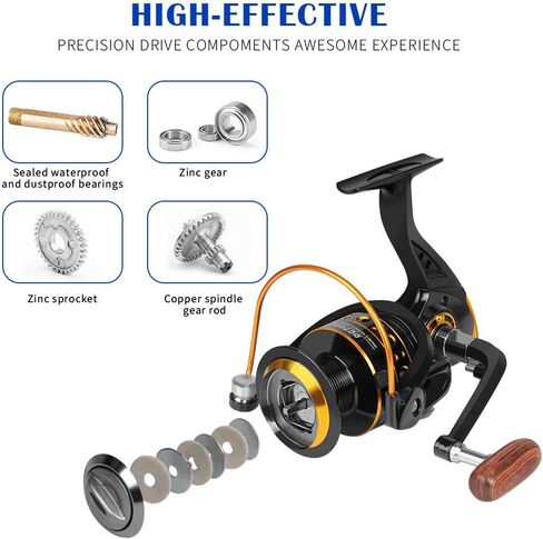 Fishing Reel, Spinning Fishing Reels Handle Parts Freshwater Double Bearing Light Smooth Casting 5.2:1Light Weight Ultra Smooth Powerful for Rock Freshwater Saltwater Fishing in Kuwait