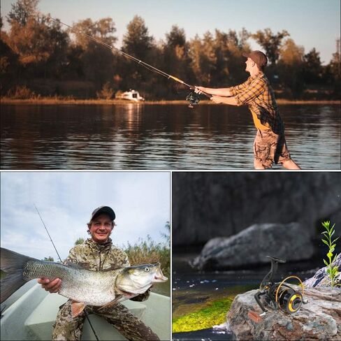 Fishing Reel, Spinning Fishing Reels Handle Parts Freshwater Double Bearing Light Smooth Casting 5.2:1Light Weight Ultra Smooth Powerful for Rock Freshwater Saltwater Fishing in Kuwait