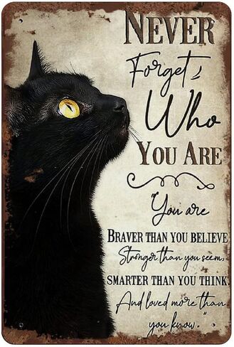 Never Forget Who You are Retro Tin Sign Animal Art Cat Lover Gift Cute Cat Wall Art Home Decor Fun Tin Sign for Man Cave Bar Pub Club Home Wall Decoration 12x8 Inch in Saudi Arabia
