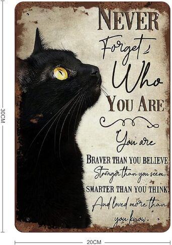 Never Forget Who You are Retro Tin Sign Animal Art Cat Lover Gift Cute Cat Wall Art Home Decor Fun Tin Sign for Man Cave Bar Pub Club Home Wall Decoration 12x8 Inch in Saudi Arabia