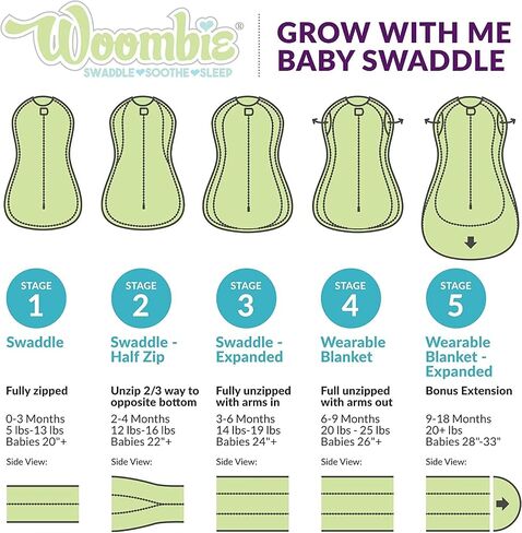 Woombie Grow with Me Baby Swaddle, Convertible Swaddle Fits Babies 0-9 Months, Expands to Wearable Blanket for Babies up to 18 Months, Watercolor Roses in Saudi Arabia
