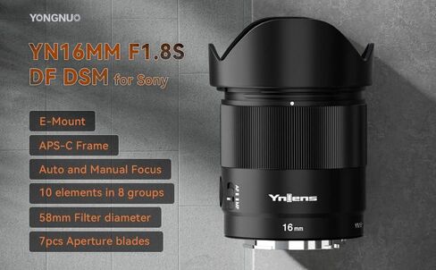 عدسة YN16 ملم F1.8 DA DSM بزاوية واسعة التركيز التلقائي F1.8 بفتحة كبيرة لكاميرات سوني اي ماونت بدون مرآة APS-C لسوني in Kuwait