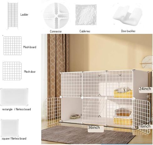 2-Tier Cat Cage Indoor DIY Cat Playpen Detachable Metal Wire Kennels Cat Cage Indoor Cat Enclosures DIY Cat Playpen Metal Kennel in Kuwait