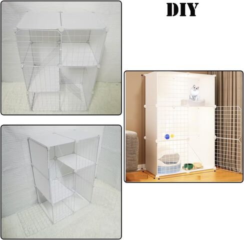 2-Tier Cat Cage Indoor DIY Cat Playpen Detachable Metal Wire Kennels Cat Cage Indoor Cat Enclosures DIY Cat Playpen Metal Kennel in Kuwait