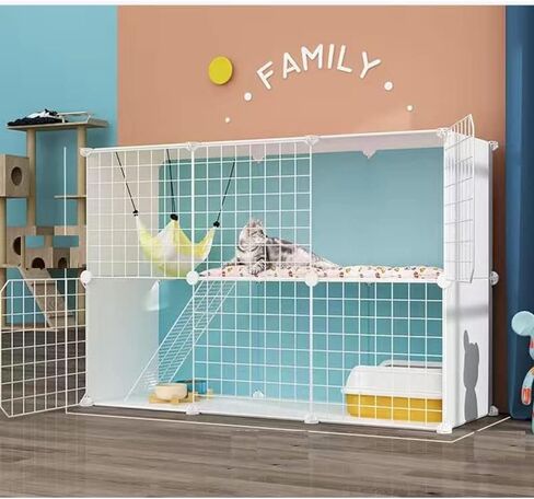 2-Tier Cat Cage Indoor DIY Cat Playpen Detachable Metal Wire Kennels Cat Cage Indoor Cat Enclosures DIY Cat Playpen Metal Kennel in Kuwait