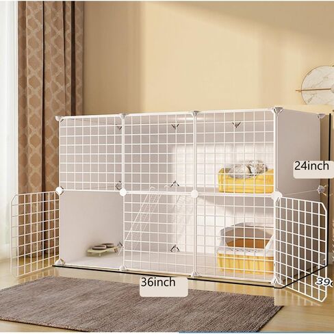 2-Tier Cat Cage Indoor DIY Cat Playpen Detachable Metal Wire Kennels Cat Cage Indoor Cat Enclosures DIY Cat Playpen Metal Kennel in Kuwait