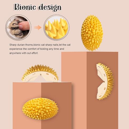 NVTED Cat Multifunction Brush, Durian Shaped Corner Tickler Cat Mint Self Hi Toy Hair Remover Furniture Protector Kittens Scratch Board Sisal Cat Scratching Pad Wall Mounted for Indoor Cats (Green) in Kuwait
