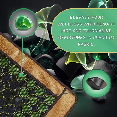 HealthyLine Far Infrared Heating Pad - Heated Mat, Auto Shut Off, Adjustable Temperature - Jade and Tourmaline Gemstones - 32 x 20 inches in Kuwait