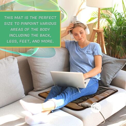 HealthyLine Far Infrared Heating Pad - Heated Mat, Auto Shut Off, Adjustable Temperature - Jade and Tourmaline Gemstones - 32 x 20 inches in Kuwait