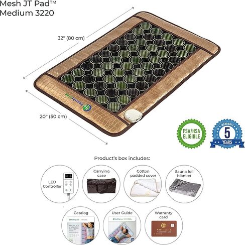 HealthyLine Far Infrared Heating Pad - Heated Mat, Auto Shut Off, Adjustable Temperature - Jade and Tourmaline Gemstones - 32 x 20 inches in Kuwait