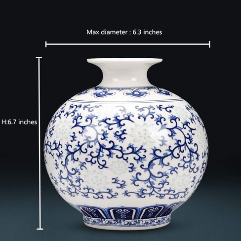 مزهرية XMZXKJ مصنوعة يدويًا من البورسلين الأزرق والأبيض مزهرية سيراميك لتزيين المنزل (طولها 9 بوصات - شكل ذيل السمكة) in Kuwait