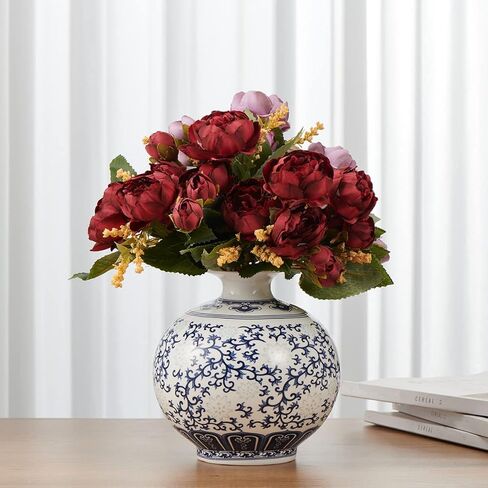 مزهرية XMZXKJ مصنوعة يدويًا من البورسلين الأزرق والأبيض مزهرية سيراميك لتزيين المنزل (طولها 9 بوصات - شكل ذيل السمكة) in Kuwait